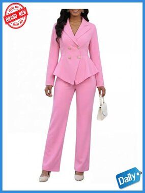 Women's 2 Piece Suit Set Dressy Blazer Pants Business Casual Outfit Long Sleeve